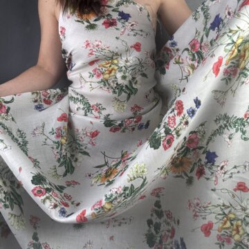 Italian Linen Colourful Flowers