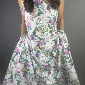 Italian Linen and Rayon Purple Flowers