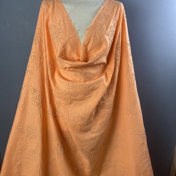Peachy Orange Embroidered Linen