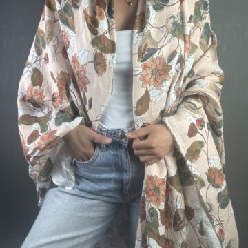 Italian Linen and Rayon Peach Flowers