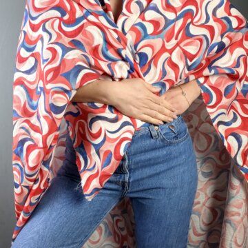 Red and Blue Bamboo and Linen