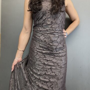 Brown Floral Stretch Lace