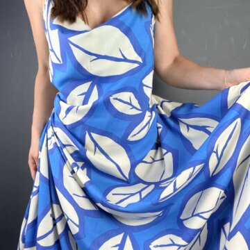 Italian Blue and White Leaf Rayon