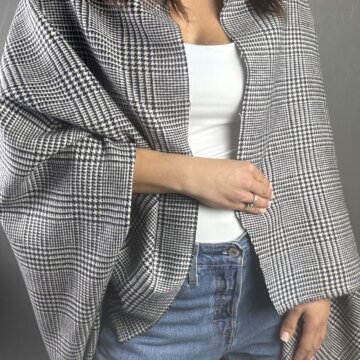 Navy & Cream Dogtooth British Pure Wool