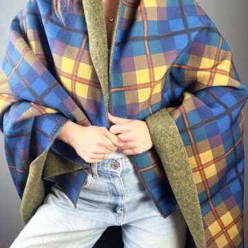 Italian Reversible Colourful Plaid Wool Mix Green