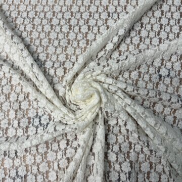 Last Chance To Buy 2.65mts for £8 Cream Floral Poly Mix Lace