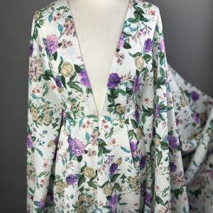 Italian Linen and Rayon Purple Flowers