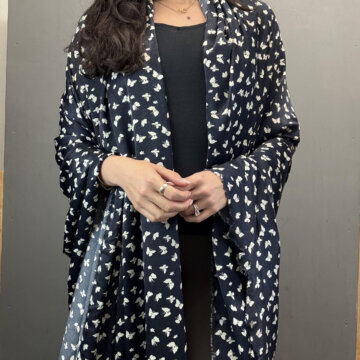 Navy Butterfly Polyester
